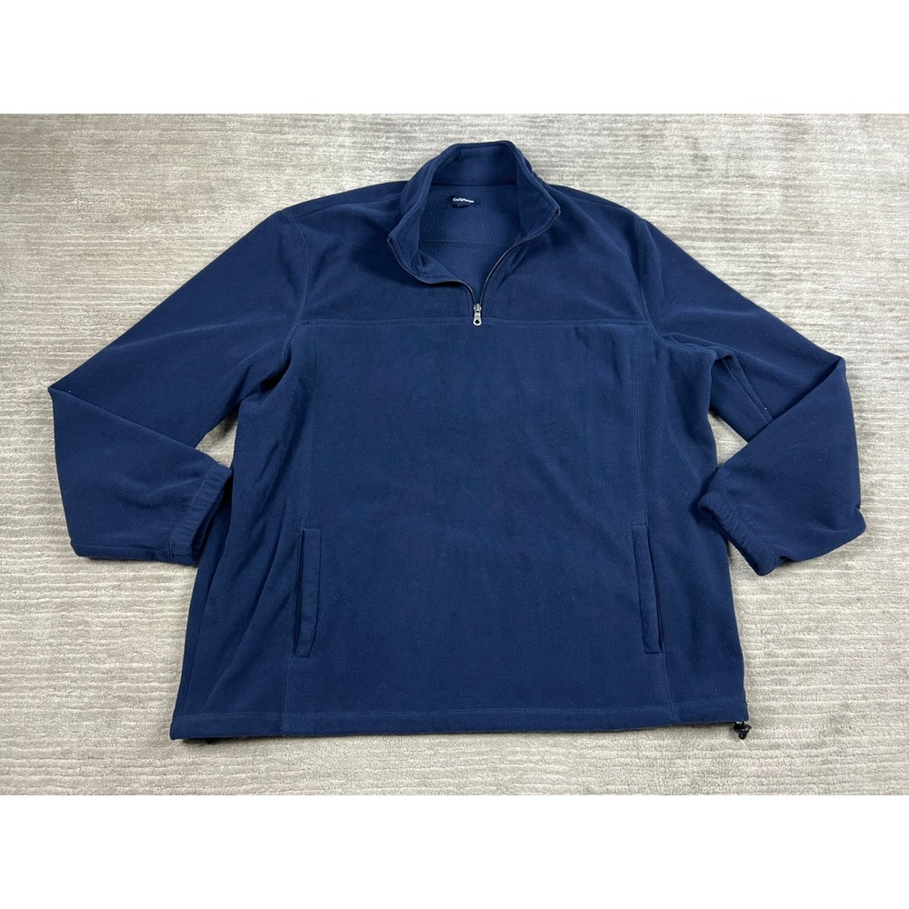 Croft & Barrow Pullover Mens XXL Navy Blue Quarter Zip Fleece Mock Neck Pockets